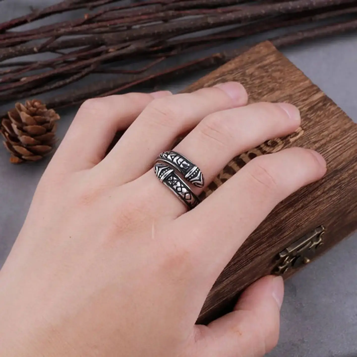 Anillo Argolla Nordico Celta Vikingo Acero Inoxidable Hombre 6