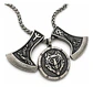 Collar Vikingo Para Hombres Dijes Hachas Y Medallón Lobo - Miniatura 1
