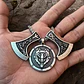 Collar Vikingo Para Hombres Dijes Hachas Y Medallón Lobo - Miniatura 4