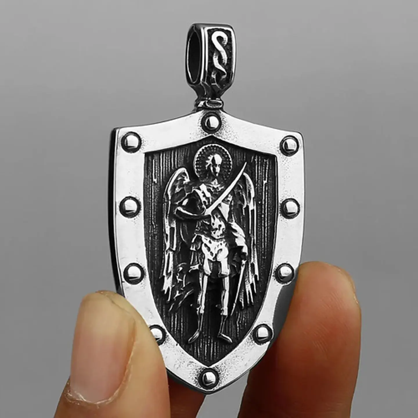 Collar Amuleto Arcangel St.michael Acero Inoxidable Hombre  5