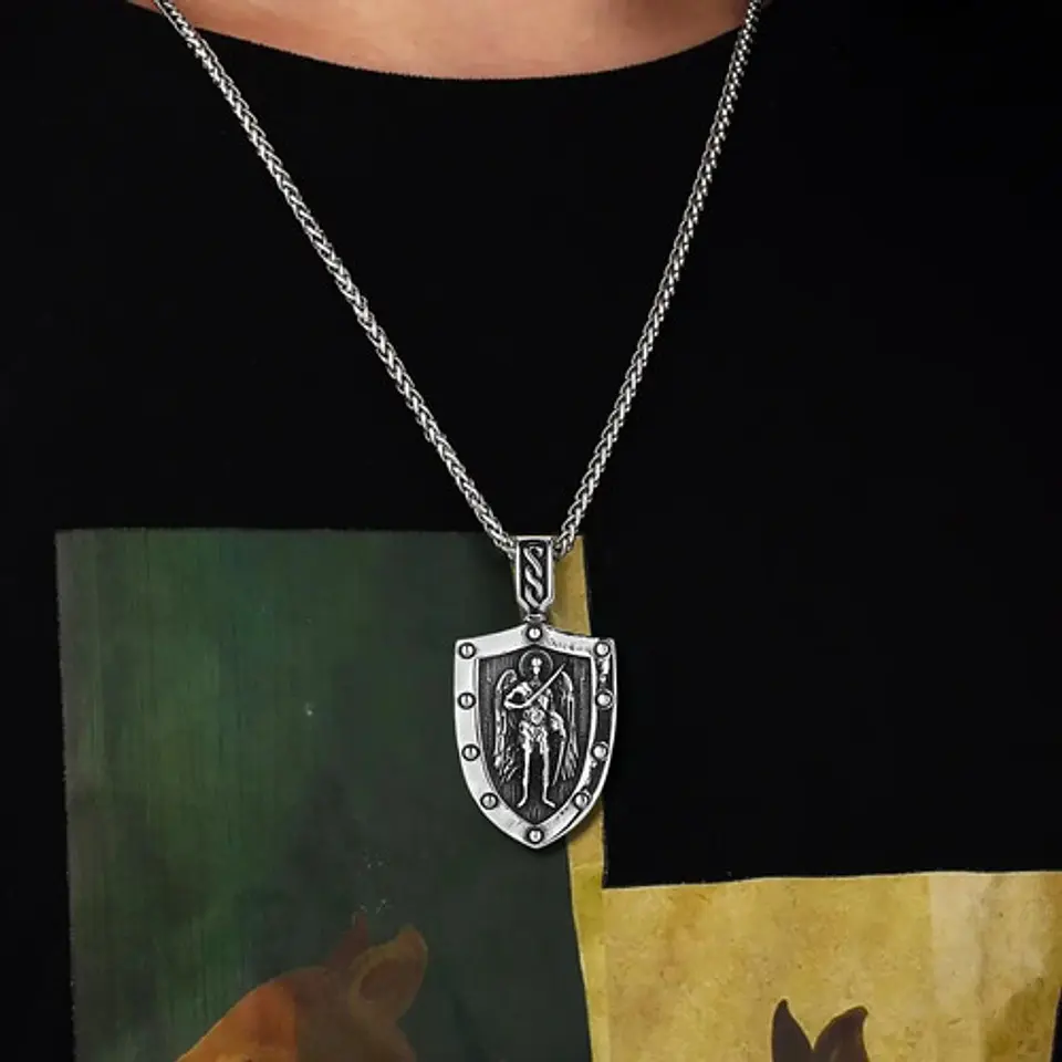 Collar Amuleto Arcangel St.michael Acero Inoxidable Hombre  8