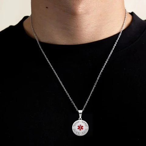 Collar Insignia Médica Alerta Id Acero Inoxidable Hombre