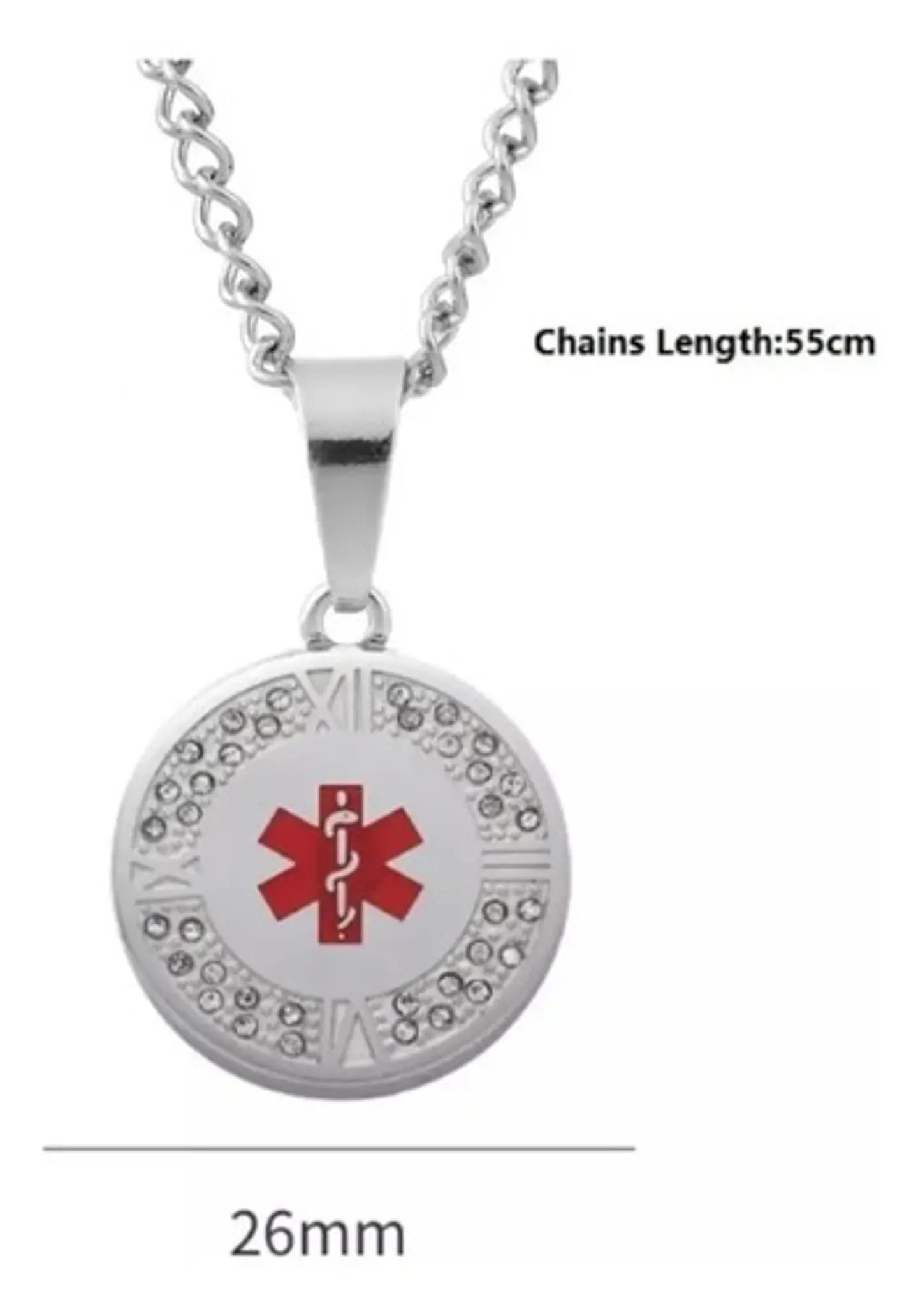 Collar Insignia Médica Alerta Id Acero Inoxidable Hombre 5