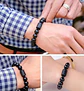 Pulsera De Pareja Yoga Piedras Obsidiana Negra Mujer Hombre - Miniatura 3