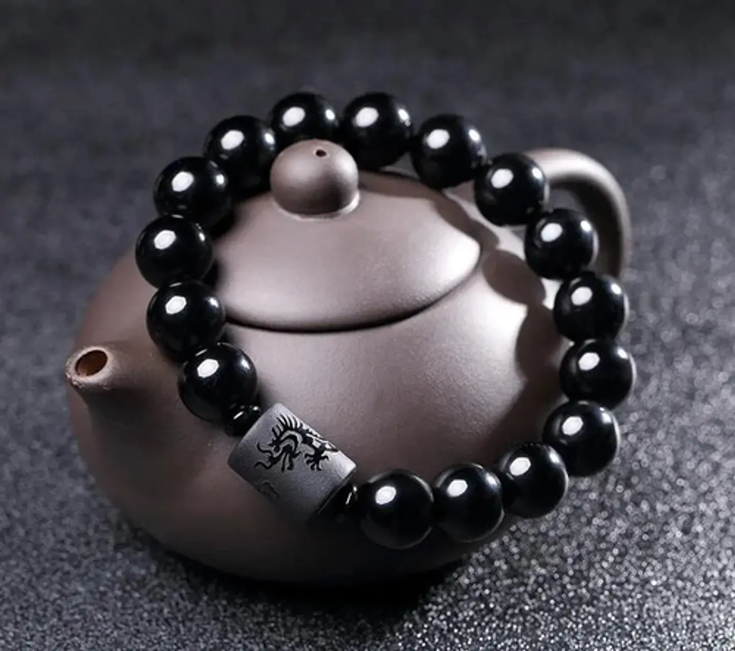Pulsera De Pareja Yoga Piedras Obsidiana Negra Mujer Hombre 4