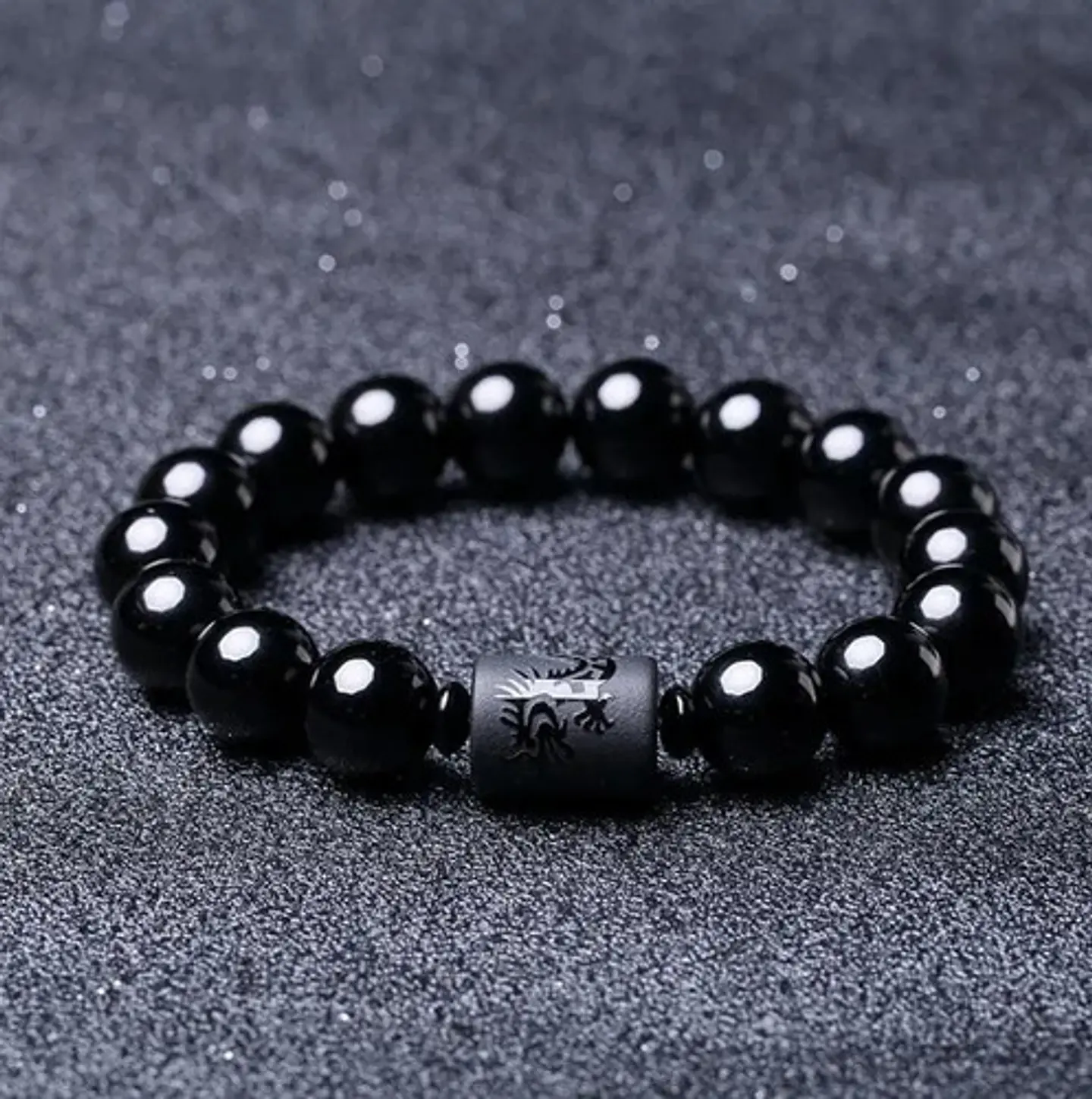 Pulsera De Pareja Yoga Piedras Obsidiana Negra Mujer Hombre 5