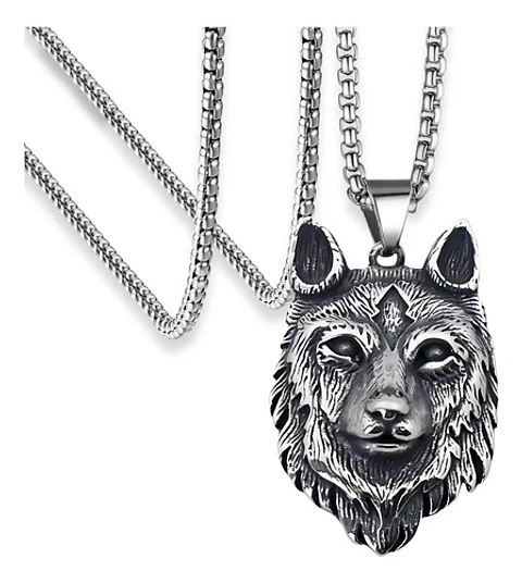 Collar Amuleto Vikingo Lobo Celta En Acero Inoxidable Hombre