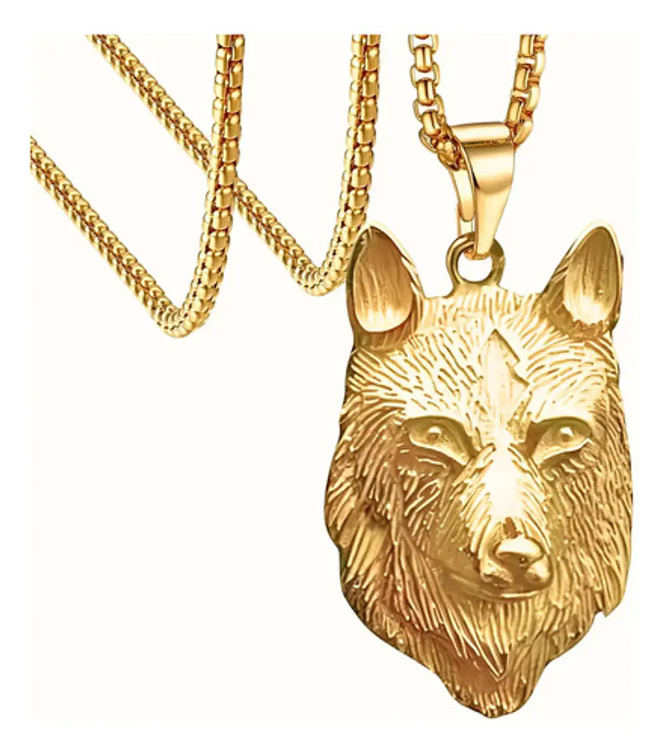 Collar Amuleto Vikingo Lobo Celta En Acero Inoxidable Hombre 11