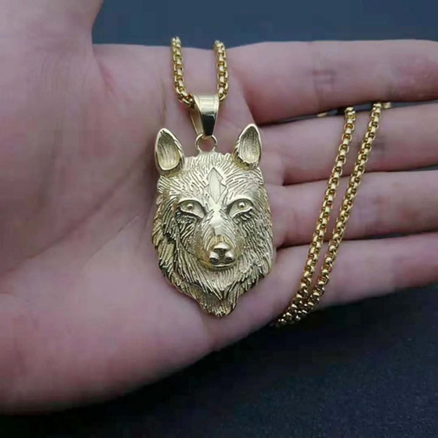 Collar Amuleto Vikingo Lobo Celta En Acero Inoxidable Hombre 14