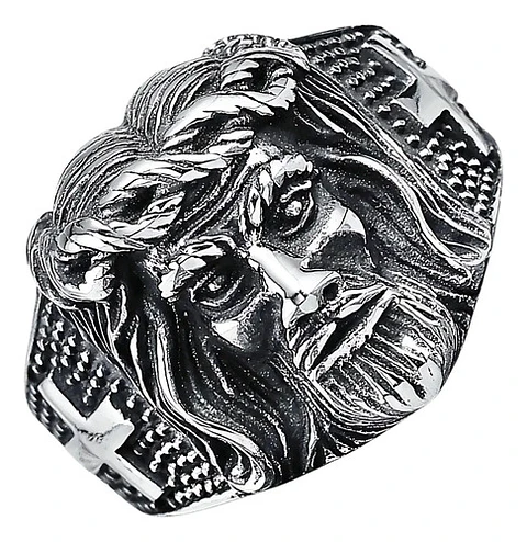 Anillo Jesus Cristo Cruz Religioso Acero Inoxidable Hombre