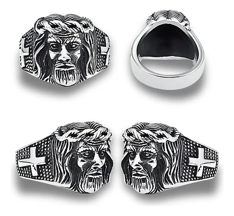 Anillo Jesus Cristo Cruz Religioso Acero Inoxidable Hombre
