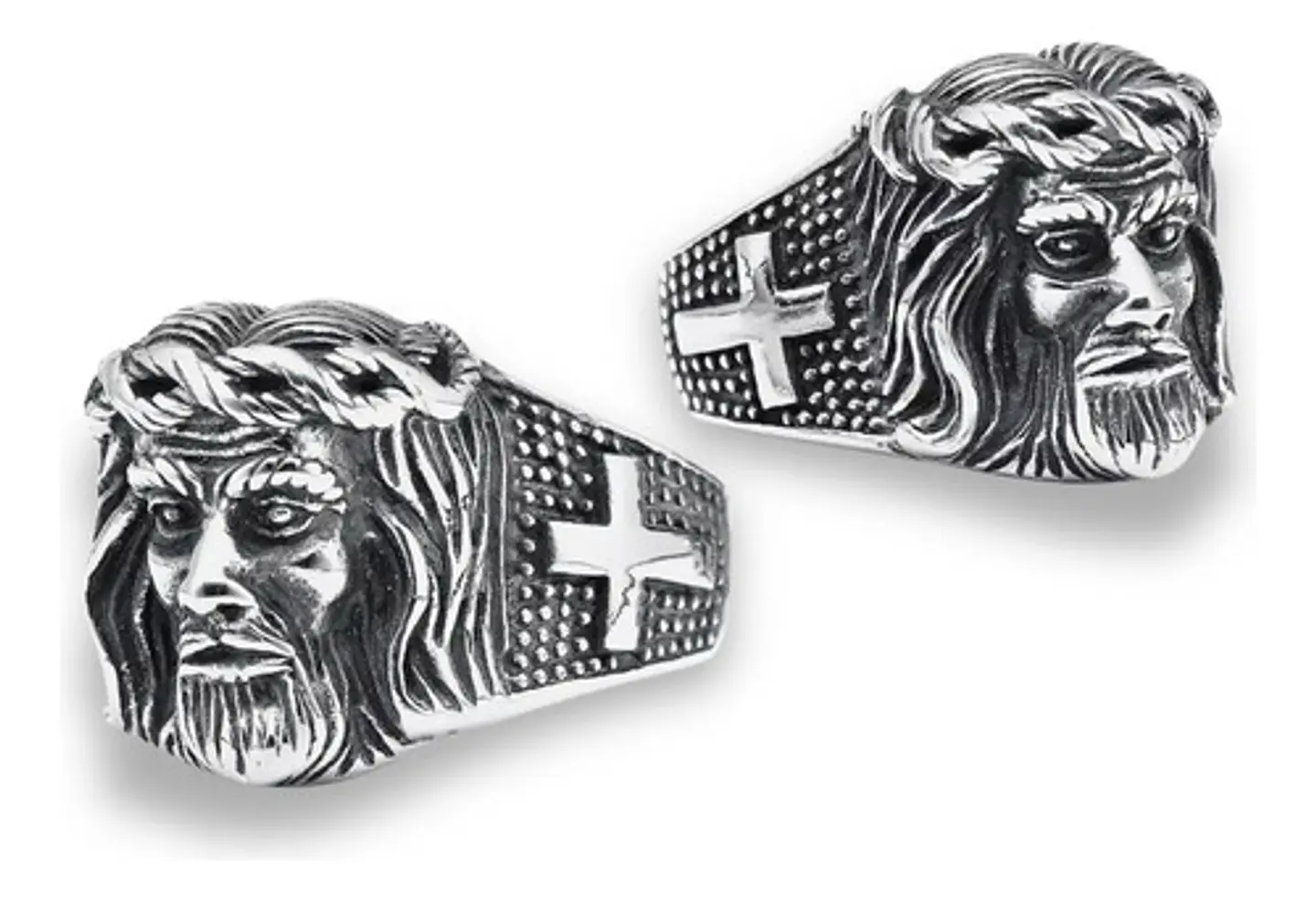 Anillo Jesus Cristo Cruz Religioso Acero Inoxidable Hombre 4