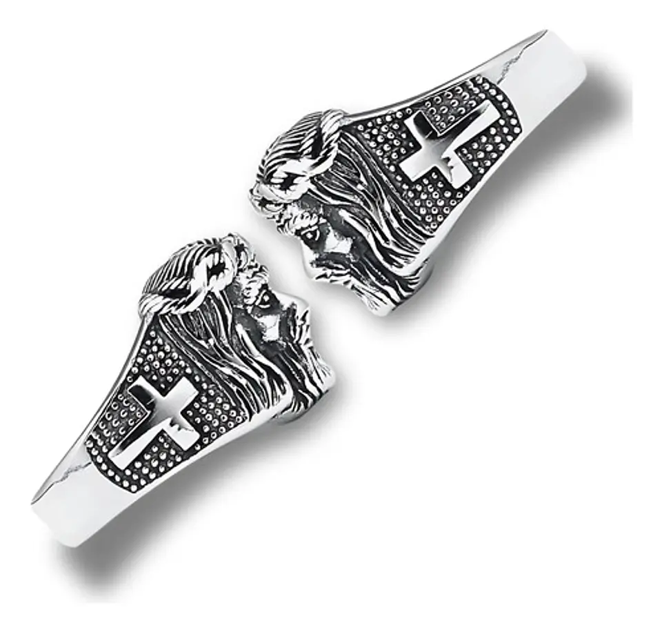 Anillo Jesus Cristo Cruz Religioso Acero Inoxidable Hombre 5