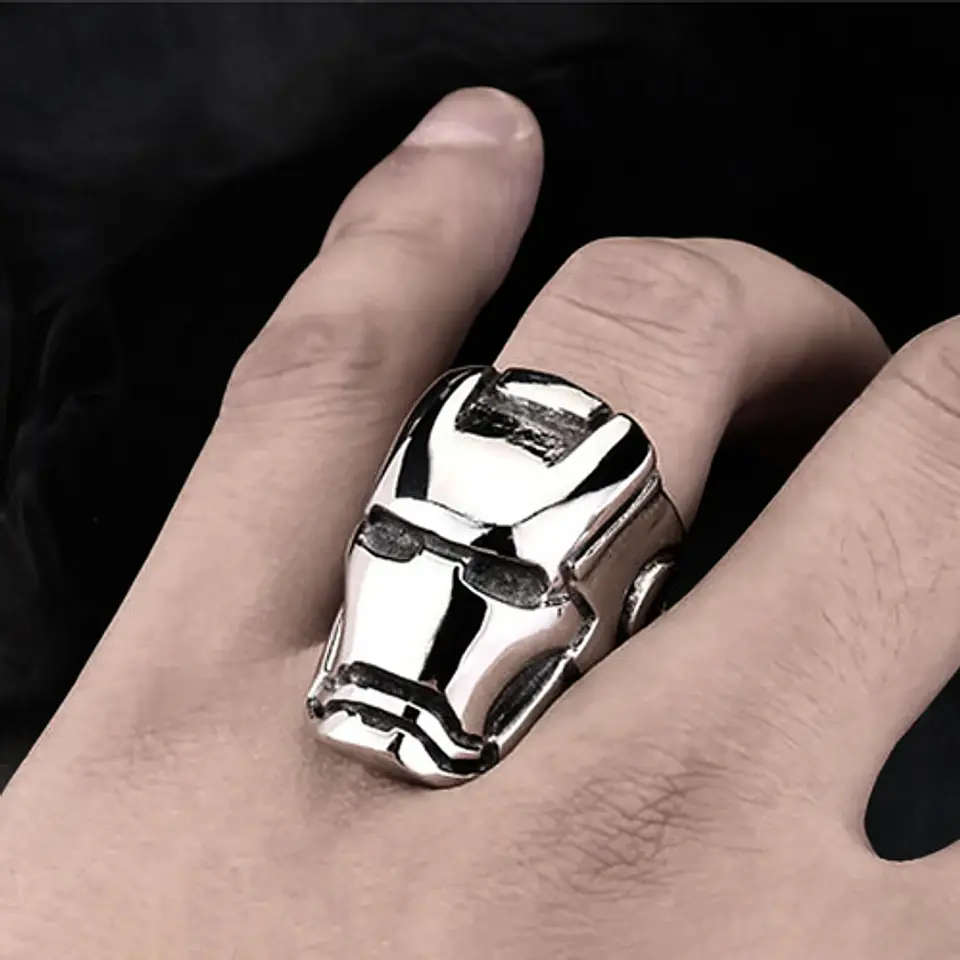 Anillo Iron Man Color Plata Heroe Acero Inoxidable Hombre 8