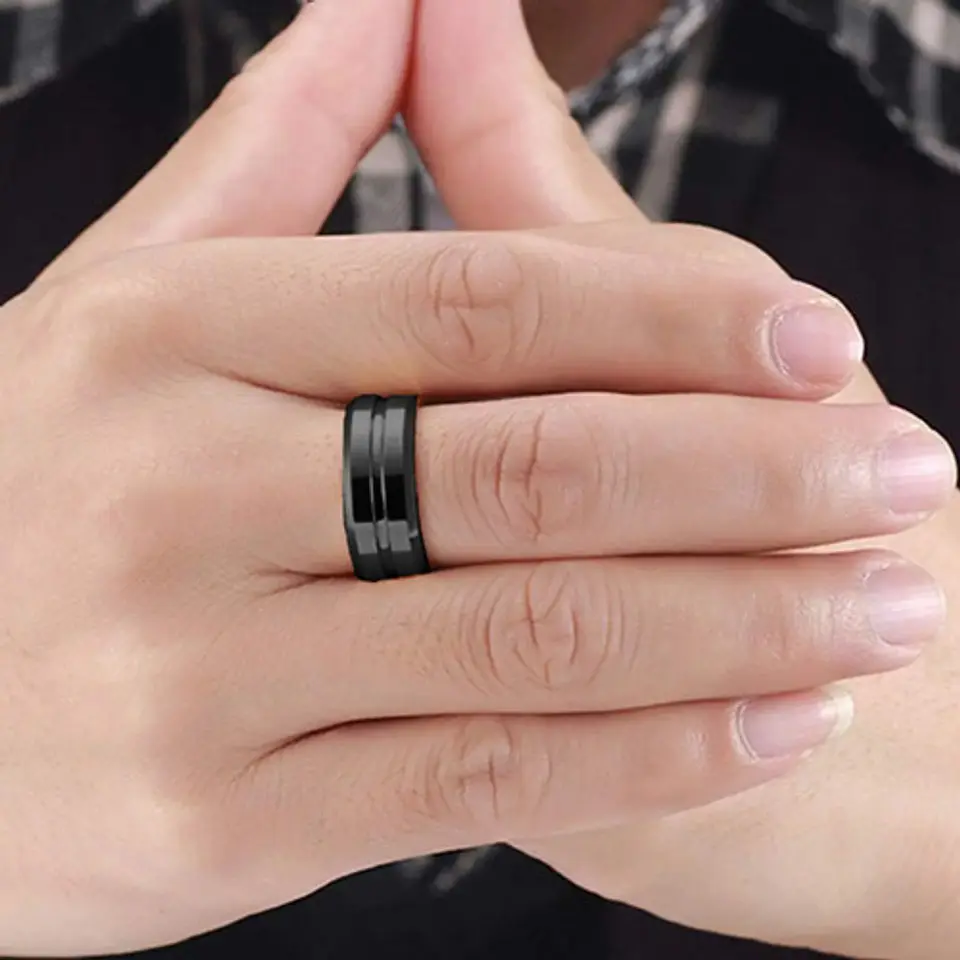 Anillo Argolla Color Plata Color Oro Acero Inoxidable Hombre 7