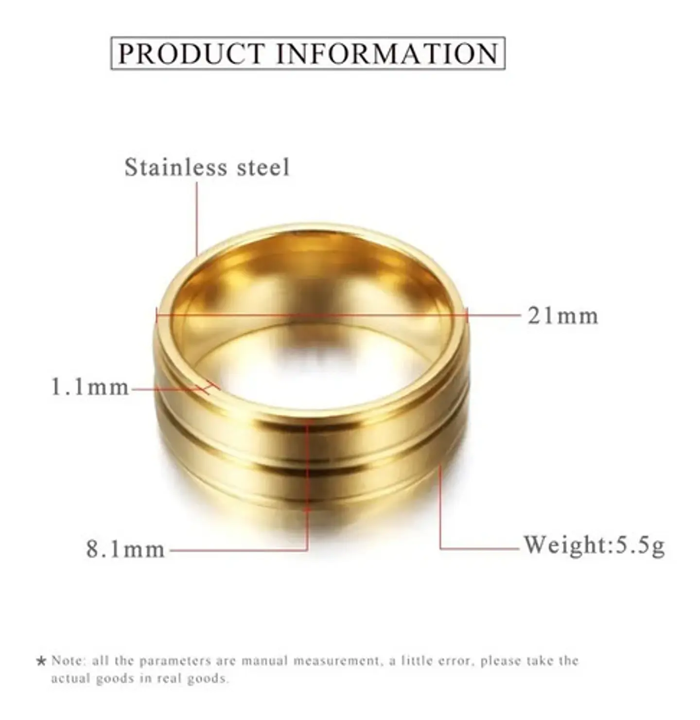 Anillo Argolla Color Plata Color Oro Acero Inoxidable Hombre 9