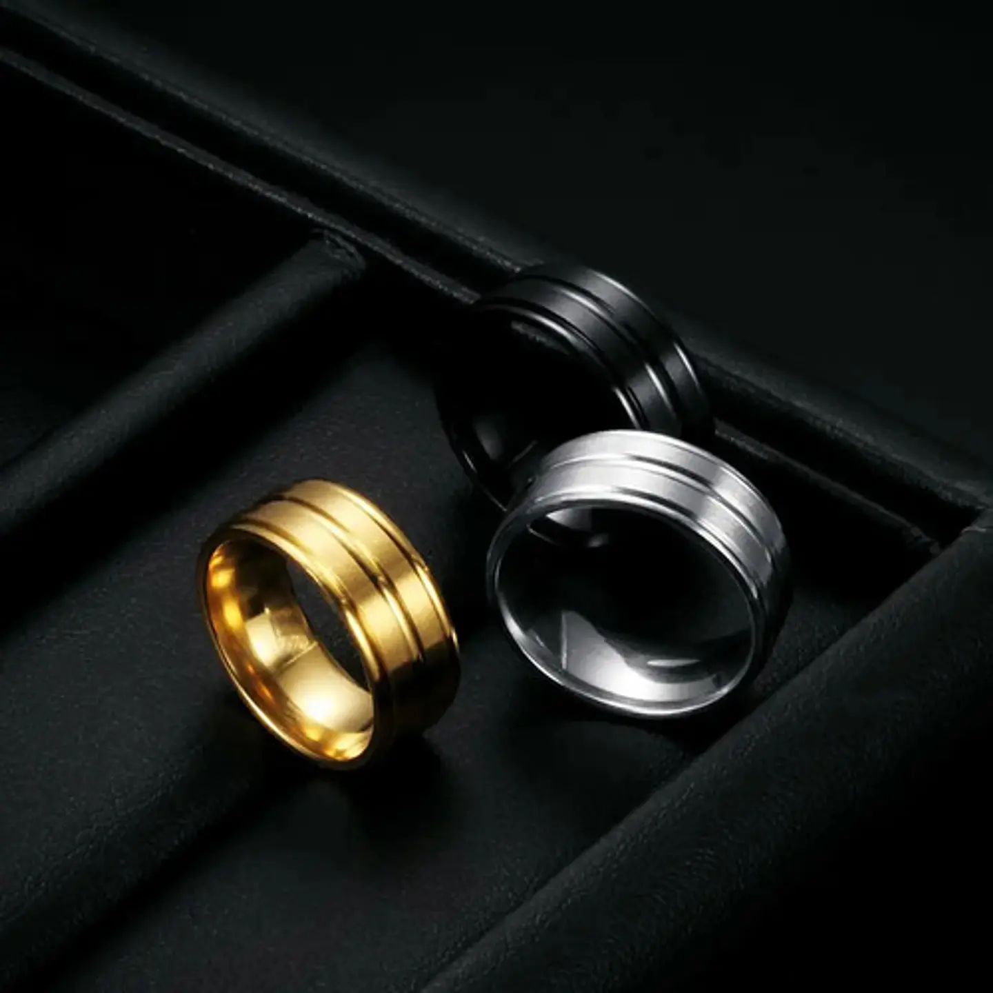 Anillo Argolla Color Plata Color Oro Acero Inoxidable Hombre 11