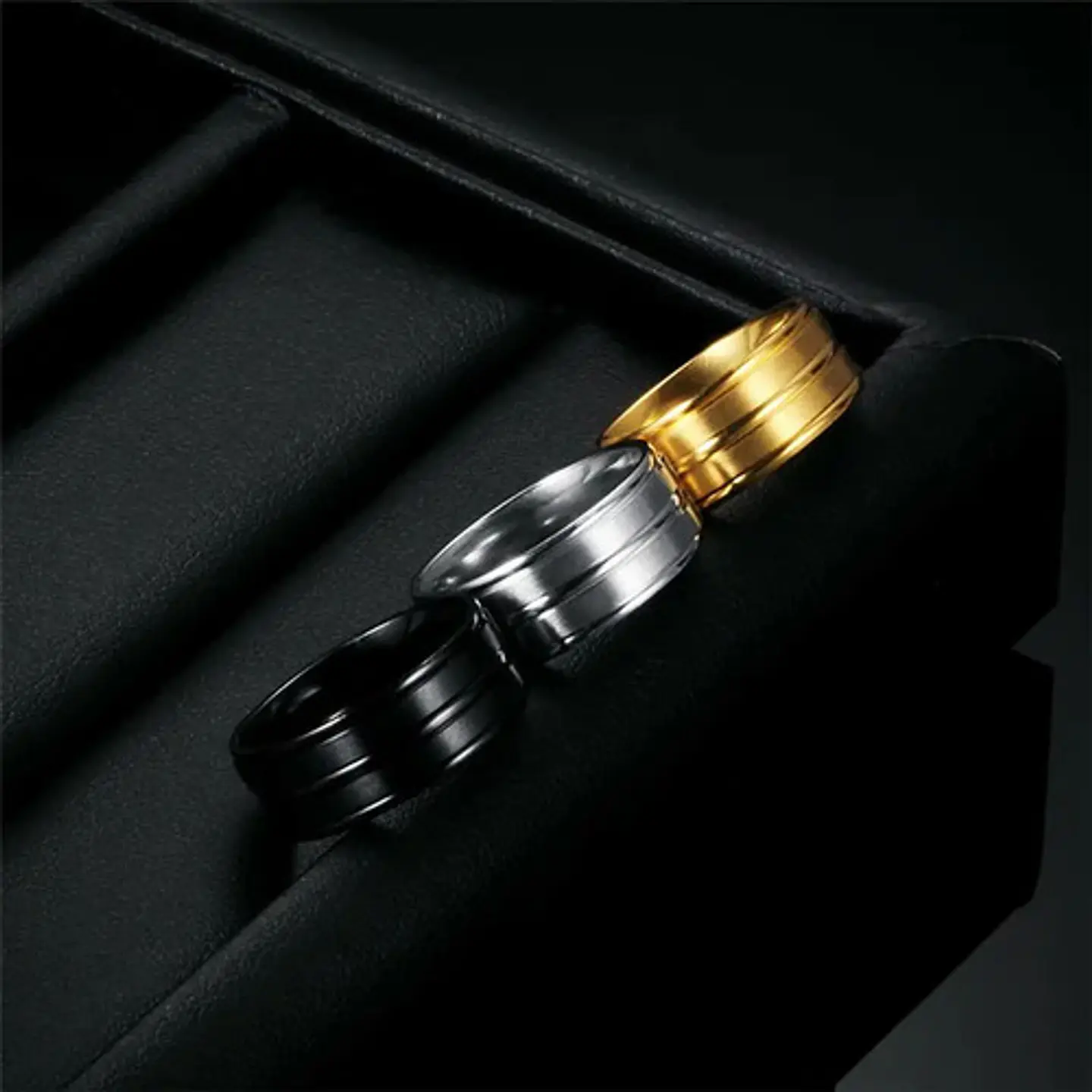 Anillo Argolla Color Plata Color Oro Acero Inoxidable Hombre 12