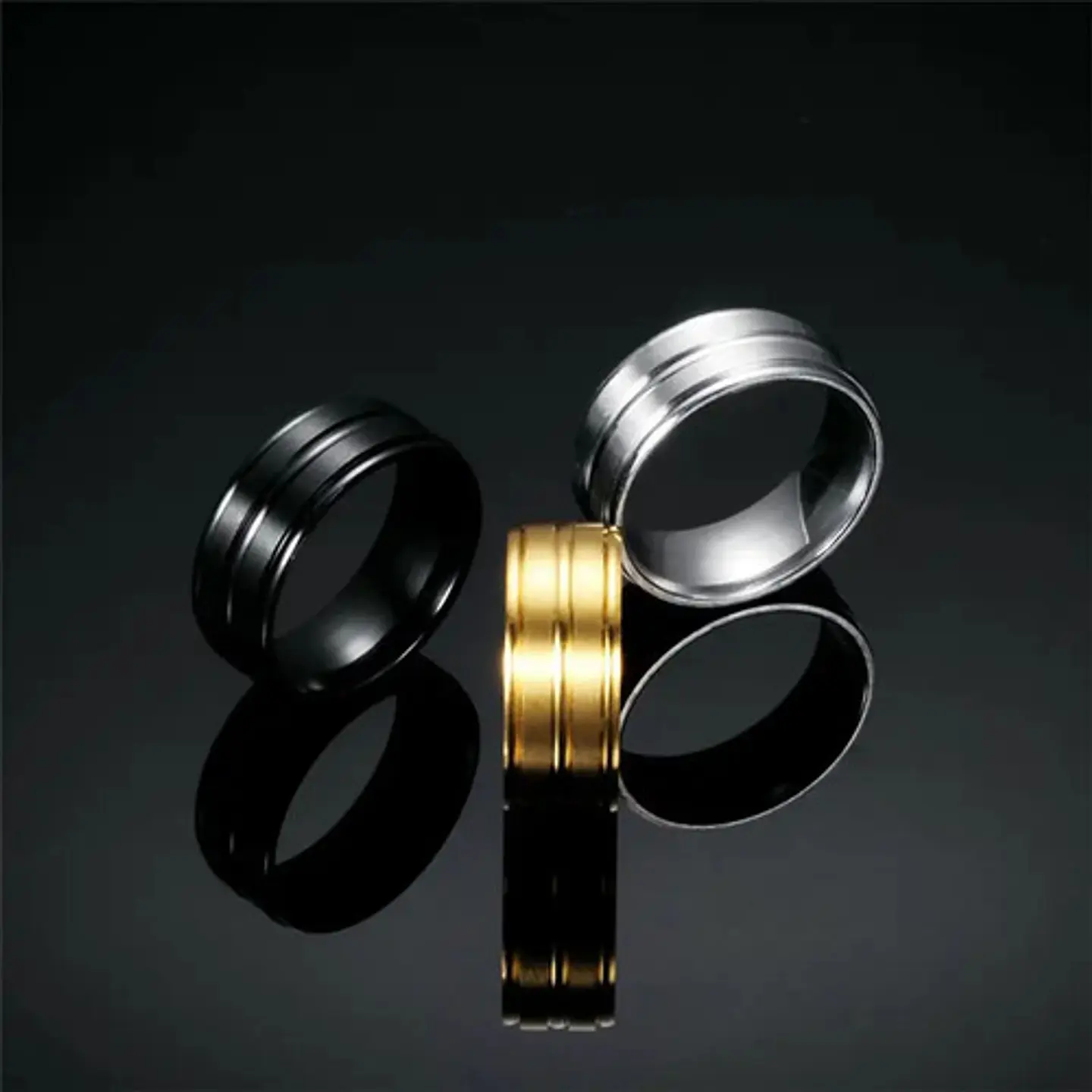 Anillo Argolla Color Plata Color Oro Acero Inoxidable Hombre 13