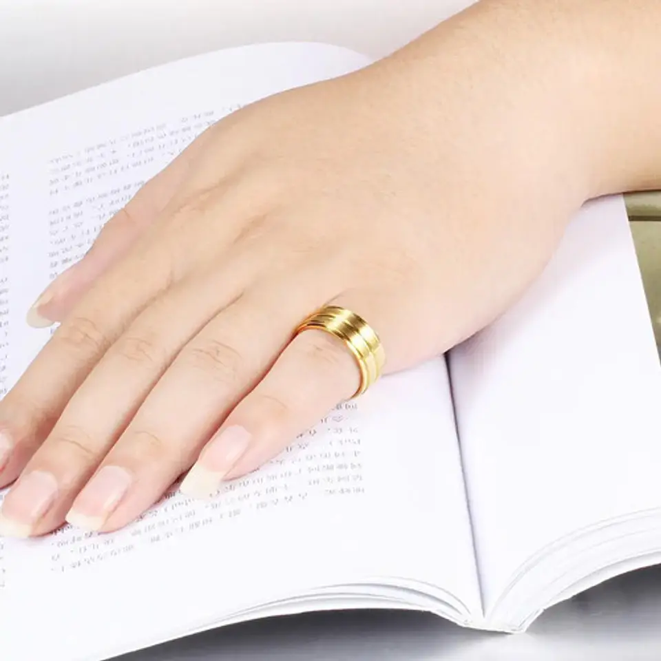 Anillo Argolla Color Plata Color Oro Acero Inoxidable Hombre 16