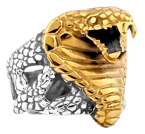 Anillo Cobra Color Oro Serpiente Acero Inoxidable Hombre
