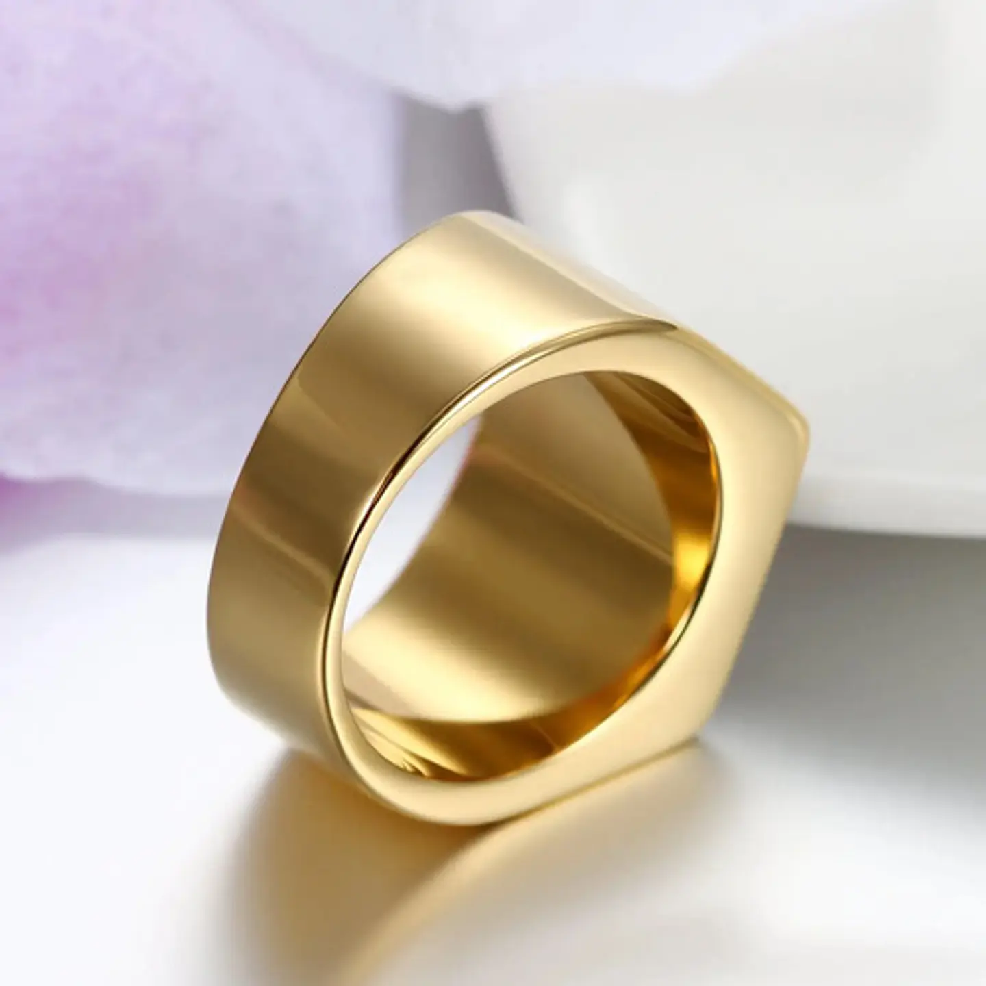 Anillo Piedra De Carbono Color Oro Acero Inoxidable Hombre 5