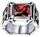 Anillo Piedra Roja Cruz Templario Acero Inoxidable Hombre - Miniatura 1