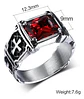 Anillo Piedra Roja Cruz Templario Acero Inoxidable Hombre - Miniatura 2