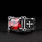 Anillo Piedra Roja Cruz Templario Acero Inoxidable Hombre - Miniatura 6