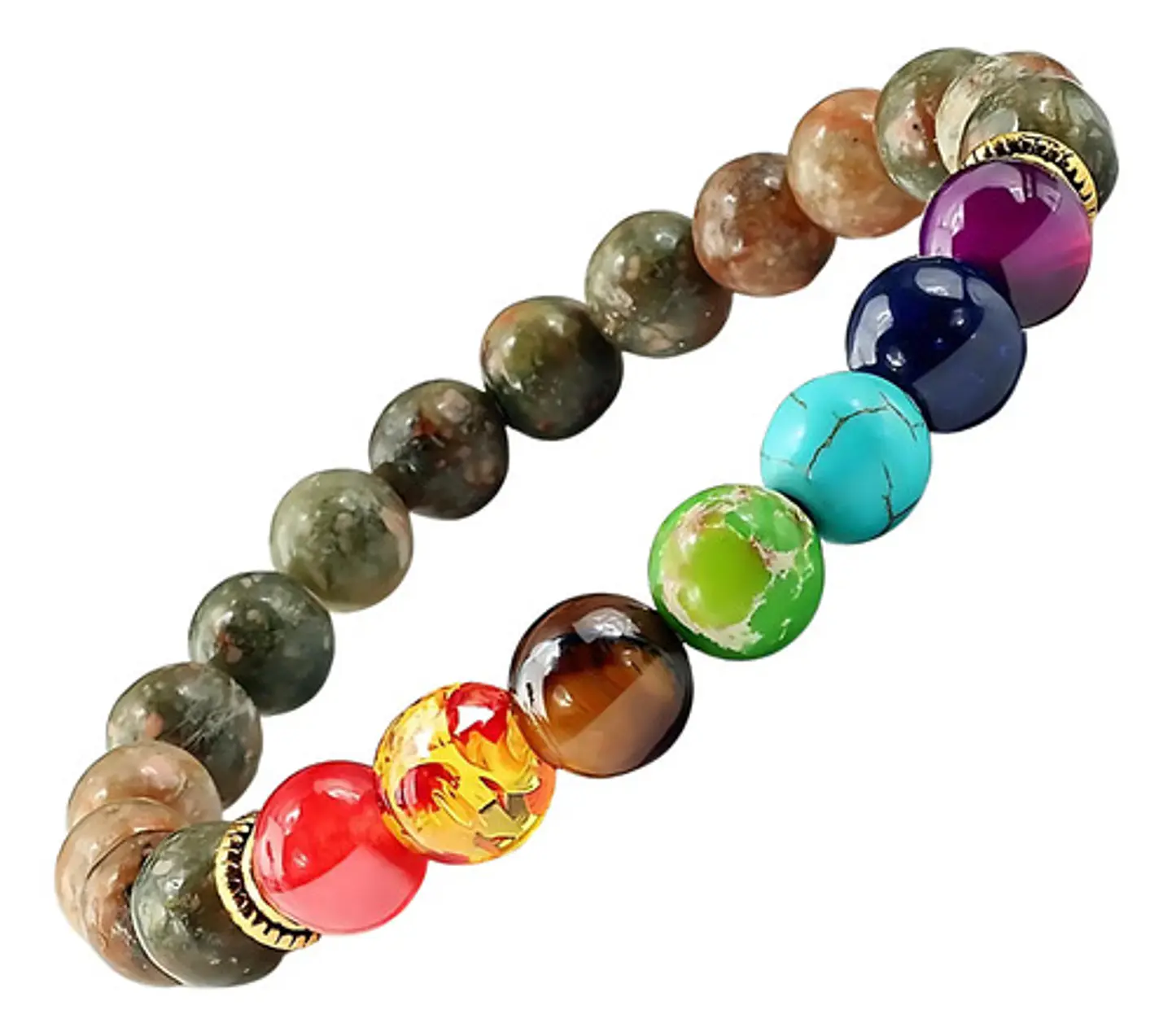 Pulsera Manilla Chakras Piedra Natural Ojo De Tigre Hombre 1