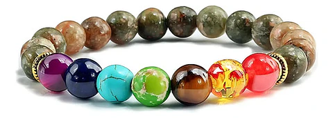 Pulsera Manilla Chakras Piedra Natural Ojo De Tigre Hombre
