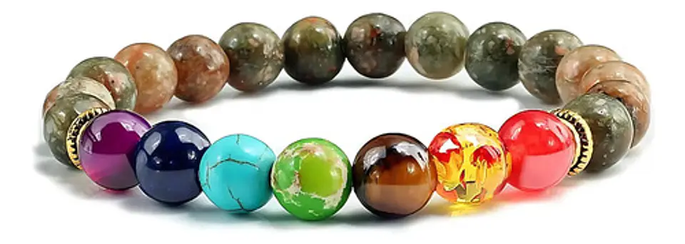 Pulsera Manilla Chakras Piedra Natural Ojo De Tigre Hombre 2