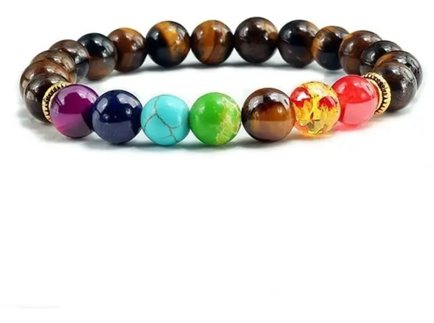 Pulsera Manilla Chakras Piedra Natural Ojo De Tigre Hombre 5