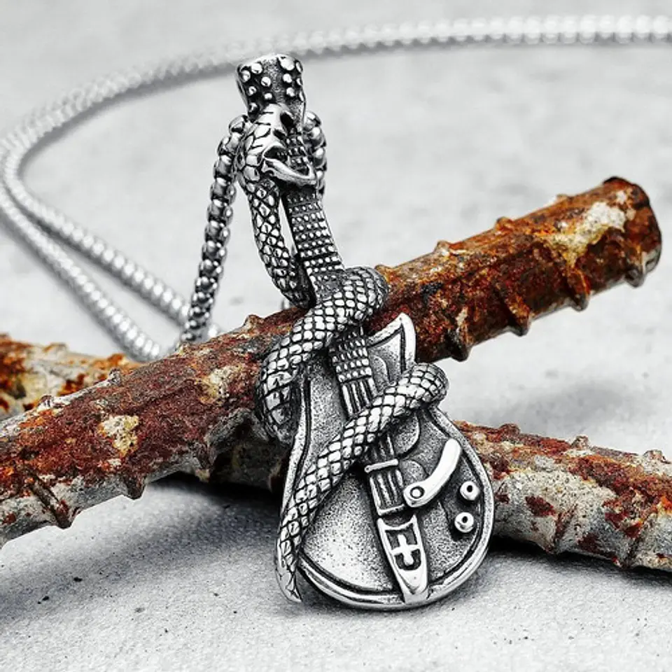 Collar Cráneo Guitarra Rock Metal Acero Inoxidable Hombre 6