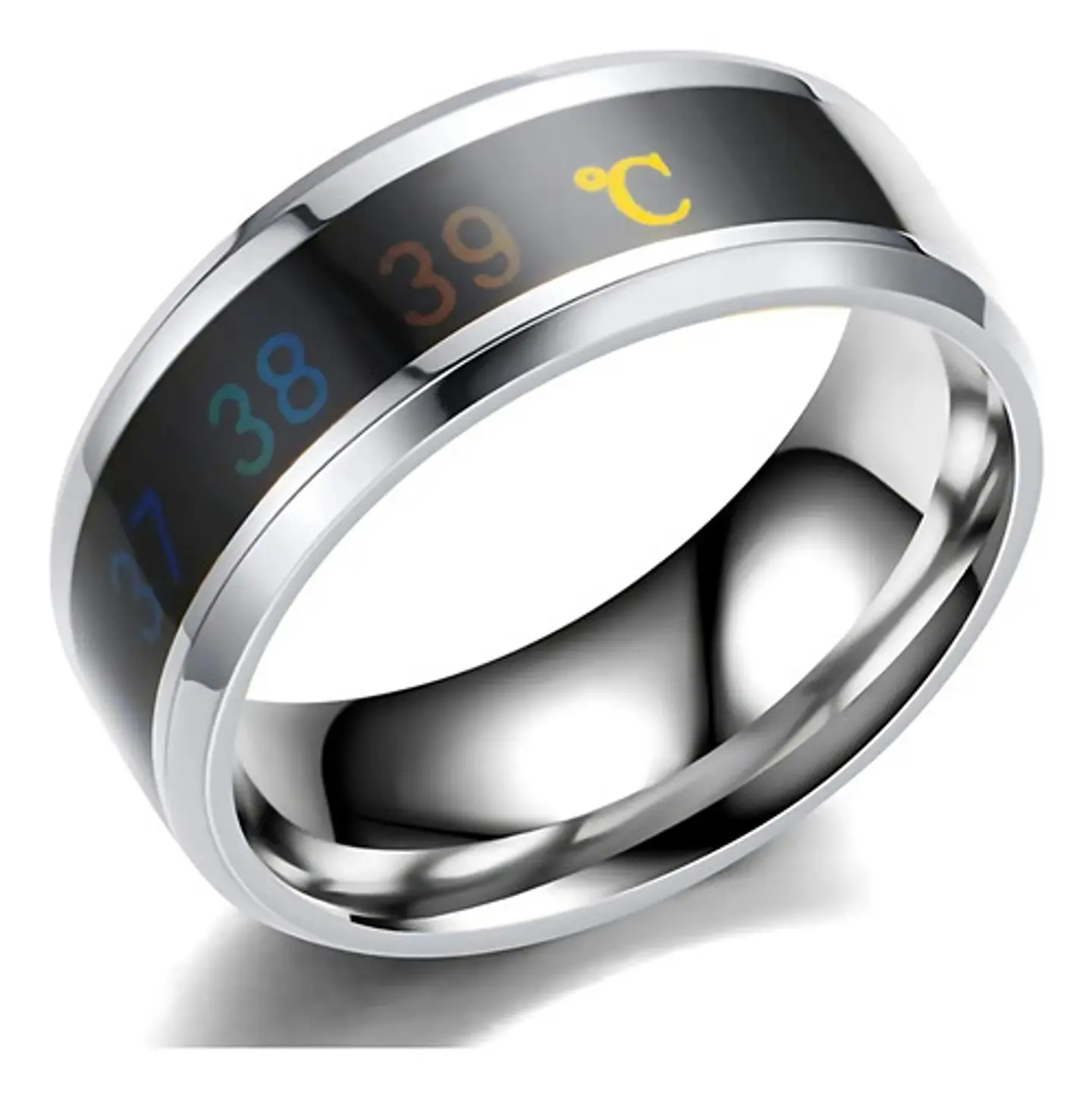 Anillo Termómetro Cambio Temperatura Acero Inoxidable Hombre 1