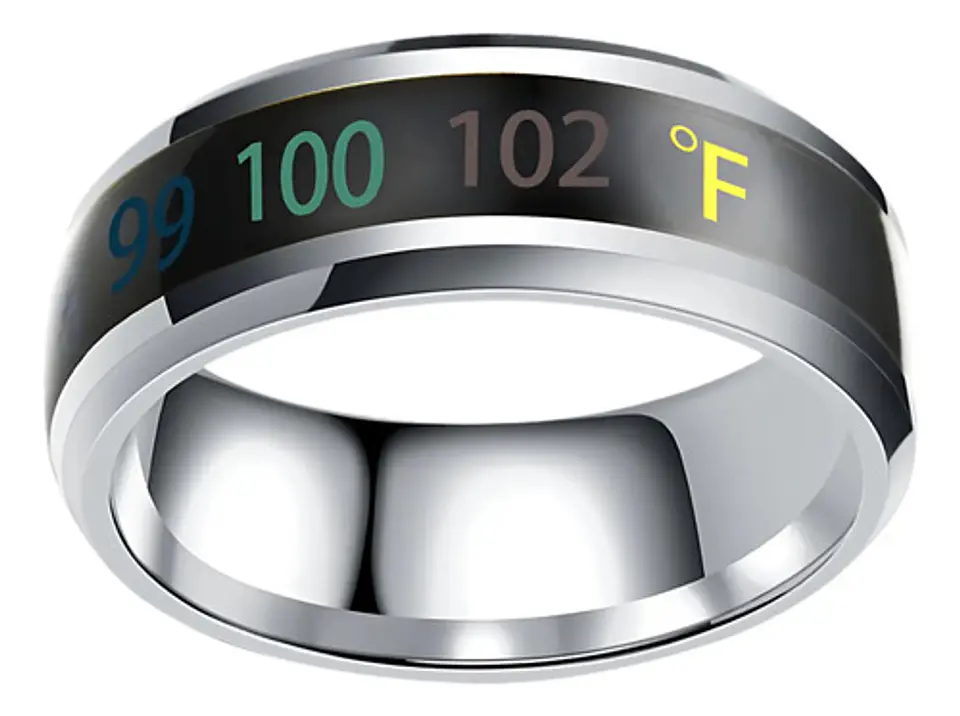 Anillo Termómetro Cambio Temperatura Acero Inoxidable Hombre 2