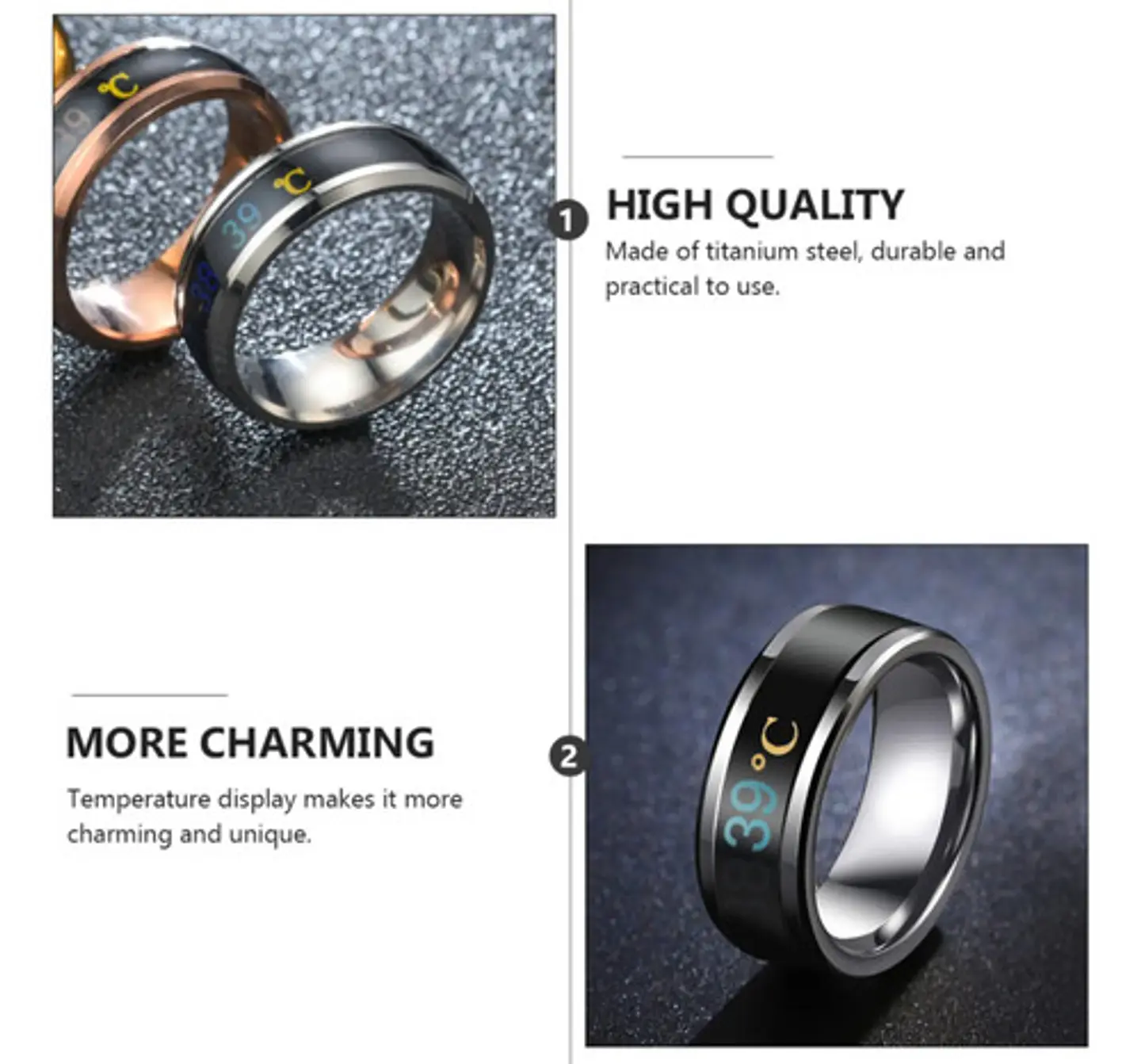 Anillo Termómetro Cambio Temperatura Acero Inoxidable Hombre 6