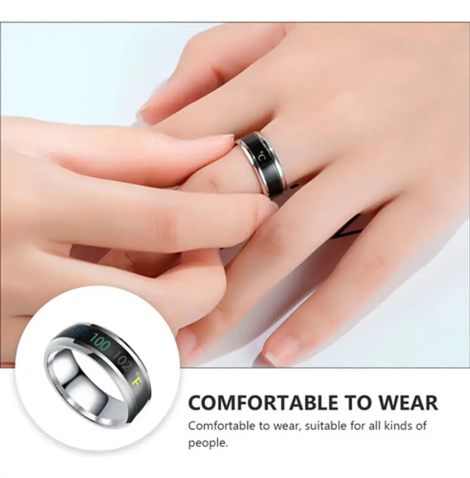 Anillo Termómetro Cambio Temperatura Acero Inoxidable Hombre 7