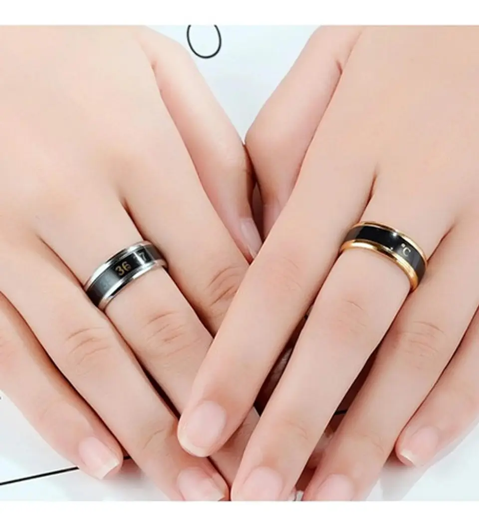 Anillo Termómetro Cambio Temperatura Acero Inoxidable Hombre 9