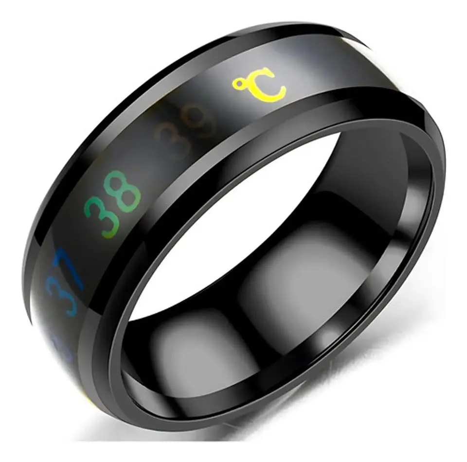 Anillo Termómetro Cambio Temperatura Acero Inoxidable Hombre 11