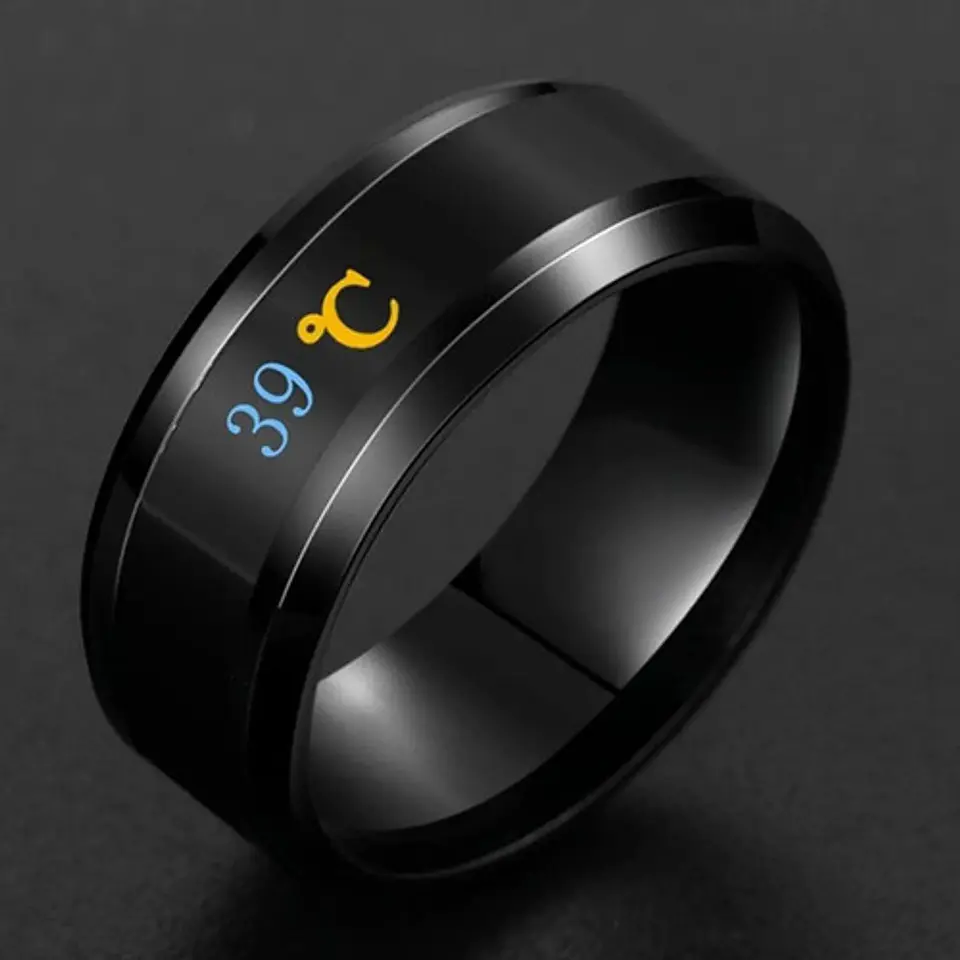 Anillo Termómetro Cambio Temperatura Acero Inoxidable Hombre 12