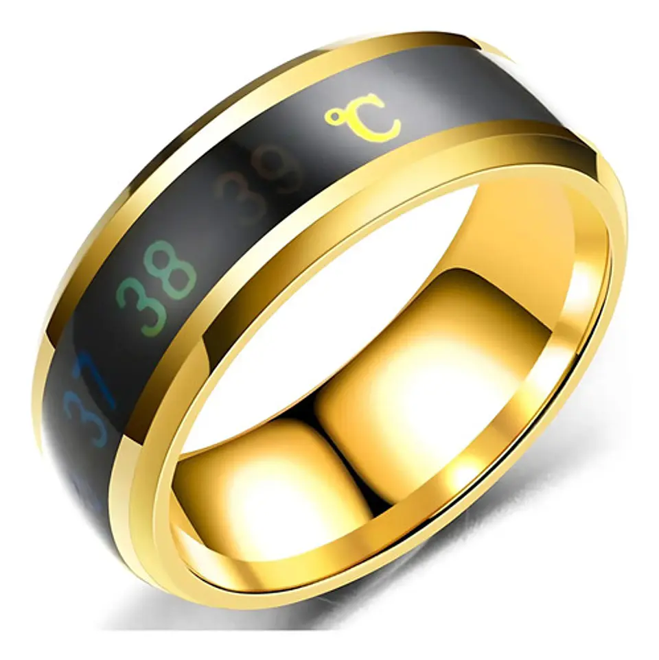 Anillo Termómetro Cambio Temperatura Acero Inoxidable Hombre 15