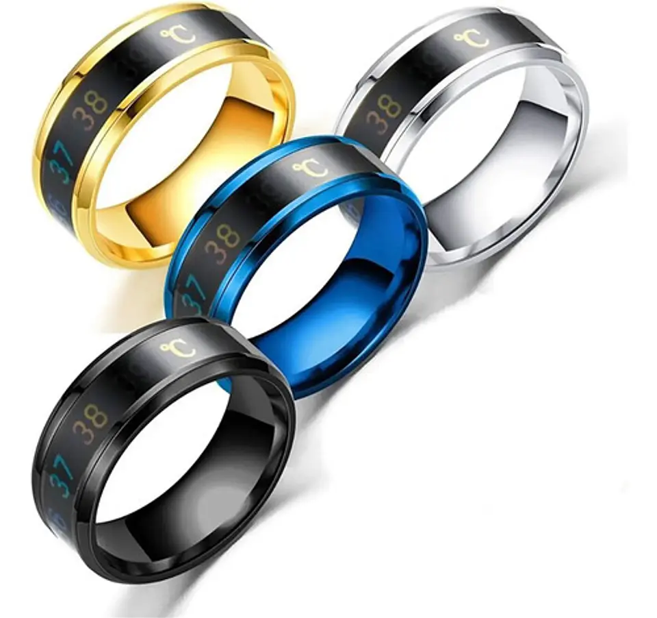 Anillo Termómetro Cambio Temperatura Acero Inoxidable Hombre 18