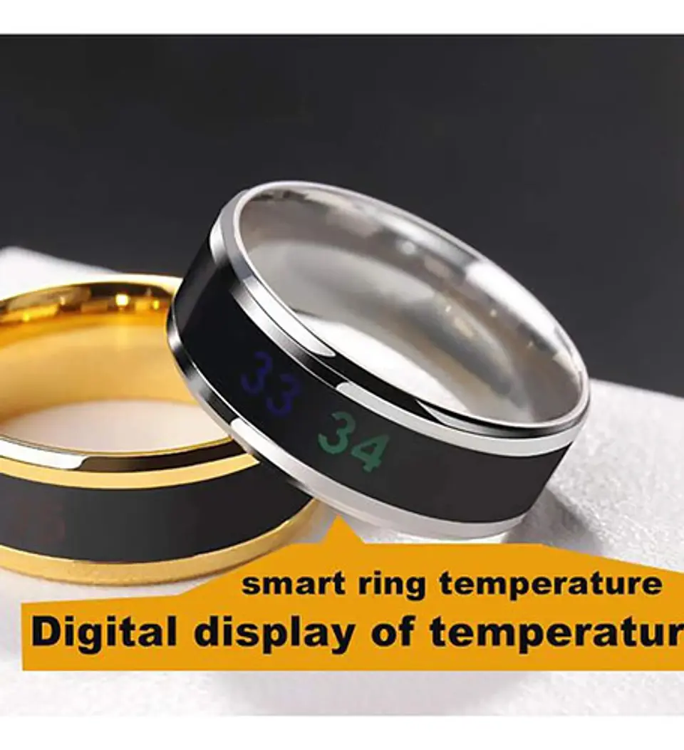 Anillo Termómetro Cambio Temperatura Acero Inoxidable Hombre 19