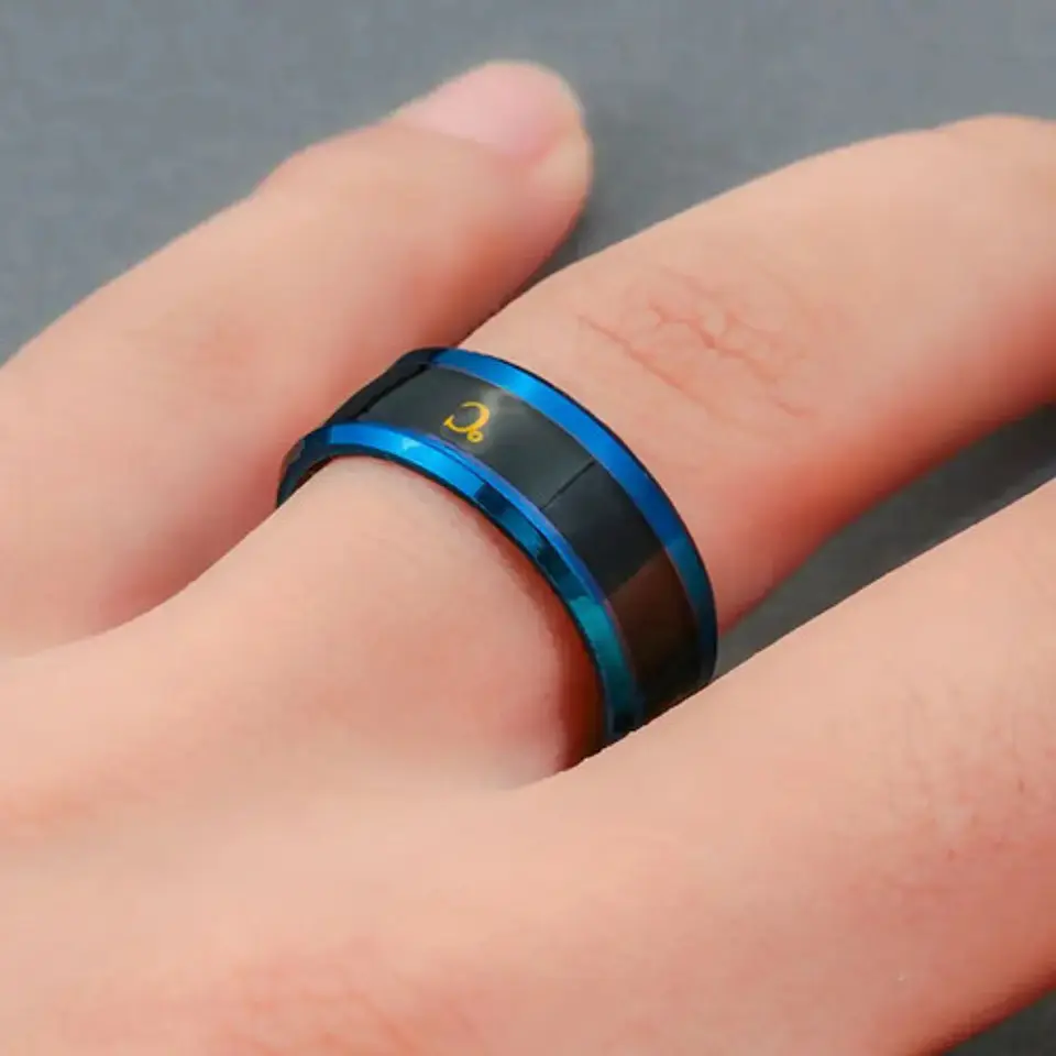 Anillo Termómetro Cambio Temperatura Acero Inoxidable Hombre 24
