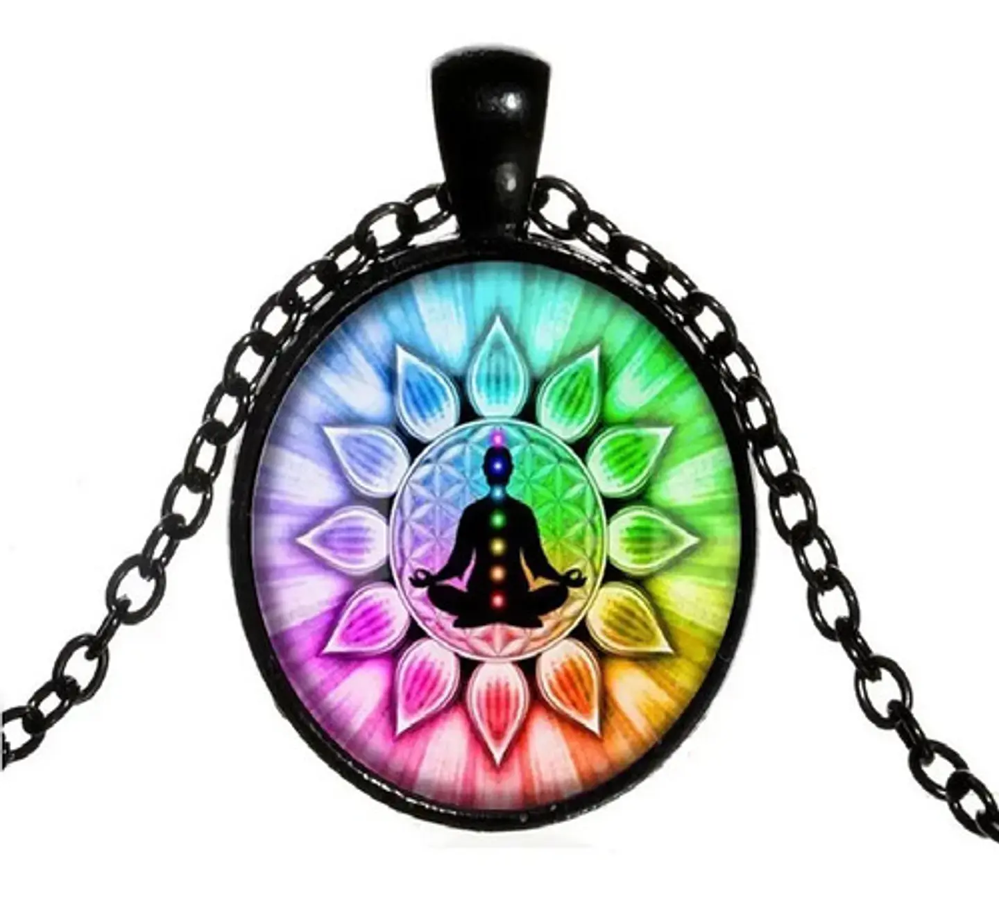 Collar Budismo Zen Mandala Loto Om Símbolo Yoga Hombre Mujer 1