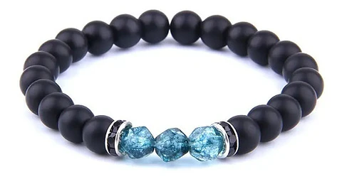Pulsera Manilla Piedras Naturales Onix Color Negro Hombre