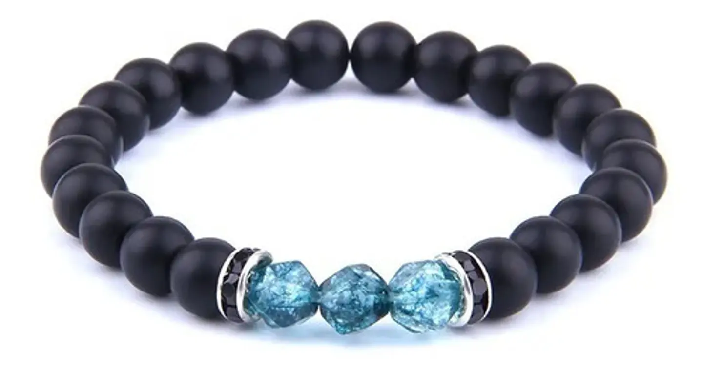 Pulsera Manilla Piedras Naturales Onix Color Negro Hombre 1