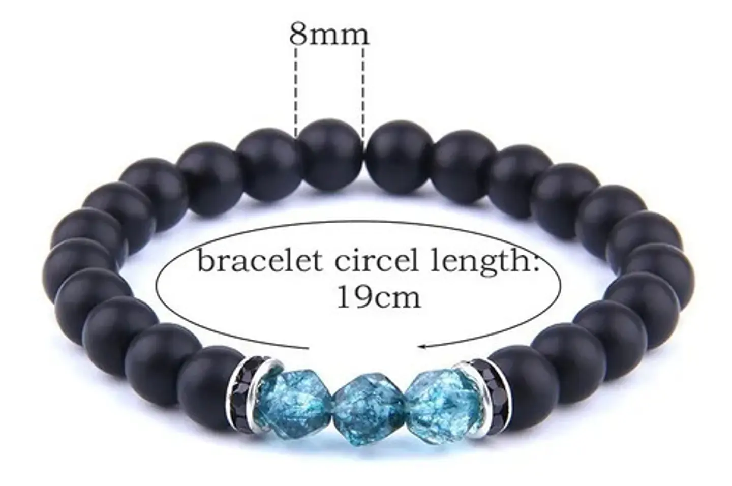 Pulsera Manilla Piedras Naturales Onix Color Negro Hombre 2
