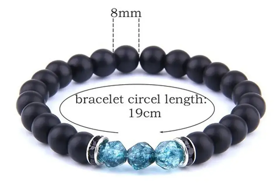 Pulsera Manilla Piedras Naturales Onix Color Negro Hombre 2